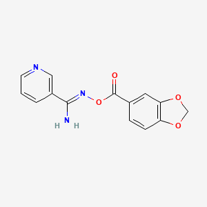 molecular formula C14H11N3O4 B5871045 N'-[(1,3-benzodioxol-5-ylcarbonyl)oxy]-3-pyridinecarboximidamide 