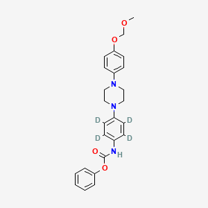 molecular formula C25H27N3O4 B587108 4-[4-(4-O-Methoxymethyl-4-hydroxyphenyl)-1-piperazinyl]phenyl]carbamic Acid-d4 Phenyl Ester CAS No. 1246817-73-1