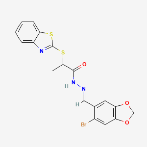 2-(1,3-benzothiazol-2-ylthio)-N'-[(6-bromo-1,3-benzodioxol-5-yl)methylene]propanohydrazide