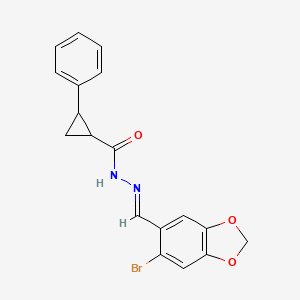 molecular formula C18H15BrN2O3 B5871242 N'-[(6-bromo-1,3-benzodioxol-5-yl)methylene]-2-phenylcyclopropanecarbohydrazide 