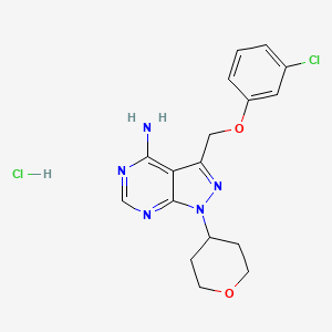 molecular formula C17H19Cl2N5O2 B587125 3-[(3-Chlorophenoxy)methyl]-1-(tetrahydro-2H-pyran-4-yl)-1H-pyrazolo[3,4-d]pyrimidin-4-amine Hydrochloride CAS No. 1391052-28-0