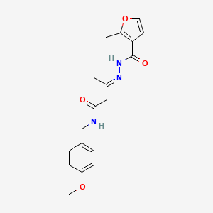 molecular formula C18H21N3O4 B5871407 N-(4-methoxybenzyl)-3-[(2-methyl-3-furoyl)hydrazono]butanamide 