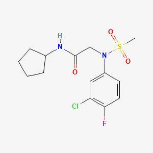 molecular formula C14H18ClFN2O3S B5871411 N~2~-(3-chloro-4-fluorophenyl)-N~1~-cyclopentyl-N~2~-(methylsulfonyl)glycinamide 