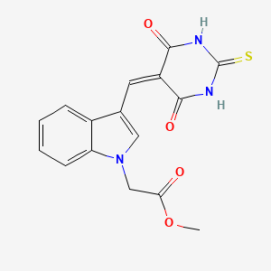 molecular formula C16H13N3O4S B5871540 methyl {3-[(4,6-dioxo-2-thioxotetrahydro-5(2H)-pyrimidinylidene)methyl]-1H-indol-1-yl}acetate 