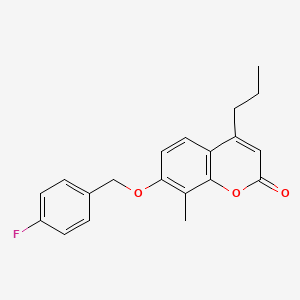 molecular formula C20H19FO3 B5871599 7-[(4-fluorobenzyl)oxy]-8-methyl-4-propyl-2H-chromen-2-one 