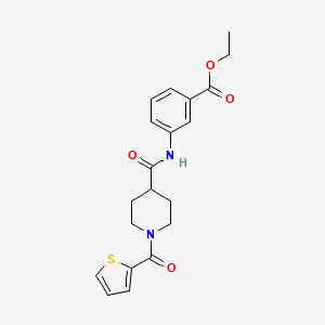 molecular formula C20H22N2O4S B5871647 ethyl 3-({[1-(2-thienylcarbonyl)-4-piperidinyl]carbonyl}amino)benzoate 