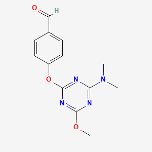 molecular formula C13H14N4O3 B5871948 4-{[4-(dimethylamino)-6-methoxy-1,3,5-triazin-2-yl]oxy}benzaldehyde 