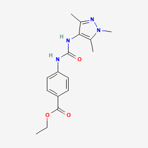 molecular formula C16H20N4O3 B5871994 ethyl 4-({[(1,3,5-trimethyl-1H-pyrazol-4-yl)amino]carbonyl}amino)benzoate 