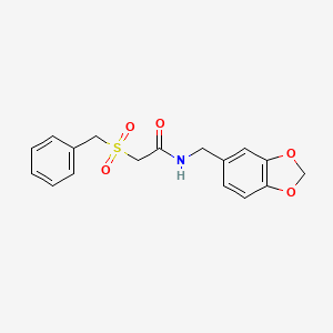 molecular formula C17H17NO5S B5872410 N-(1,3-benzodioxol-5-ylmethyl)-2-(benzylsulfonyl)acetamide 