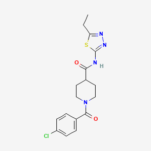 molecular formula C17H19ClN4O2S B5872523 1-(4-chlorobenzoyl)-N-(5-ethyl-1,3,4-thiadiazol-2-yl)-4-piperidinecarboxamide 