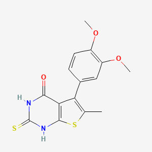 molecular formula C15H14N2O3S2 B5872551 5-(3,4-dimethoxyphenyl)-6-methyl-2-thioxo-2,3-dihydrothieno[2,3-d]pyrimidin-4(1H)-one 