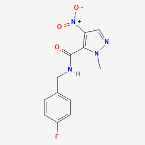 molecular formula C12H11FN4O3 B5872738 N-(4-fluorobenzyl)-1-methyl-4-nitro-1H-pyrazole-5-carboxamide 