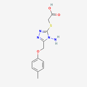 molecular formula C12H14N4O3S B5872768 ({4-amino-5-[(4-methylphenoxy)methyl]-4H-1,2,4-triazol-3-yl}thio)acetic acid 