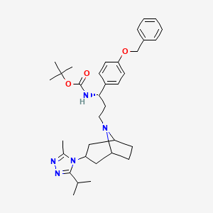 molecular formula C34H47N5O3 B587286 (1S)-N-tert-Butyloxycarbonyl-1-(4-benzyloxyphenyl)-3-[(3-exo)-3-[3-methyl-5-(1-methylethyl)-4H-1,2,4-triazol-4-yl]-8-azabicyclo[3.2.1]oct-8-yl]propylamine CAS No. 1391047-98-5