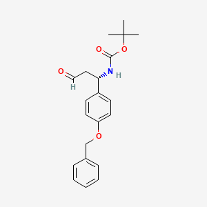 molecular formula C21H25NO4 B587288 (betaS)-beta-[(1,1-tert-Butyloxycarbonyl)amino]-4-benzyloxy-benzenepropionic Aldehyde CAS No. 1391068-17-9
