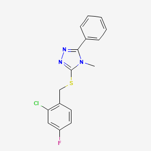 molecular formula C16H13ClFN3S B5873323 3-[(2-chloro-4-fluorobenzyl)thio]-4-methyl-5-phenyl-4H-1,2,4-triazole 