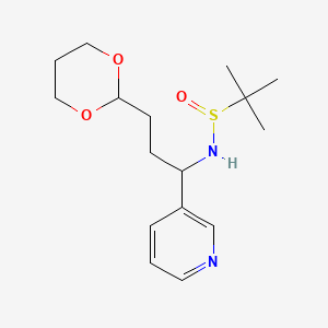 N-[3-(1,3-dioxan-2-yl)-1-pyridin-3-ylpropyl]-2-methylpropane-2-sulfinamide