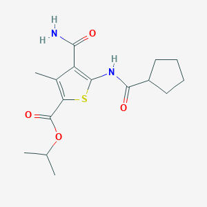 molecular formula C16H22N2O4S B5873393 isopropyl 4-(aminocarbonyl)-5-[(cyclopentylcarbonyl)amino]-3-methyl-2-thiophenecarboxylate 