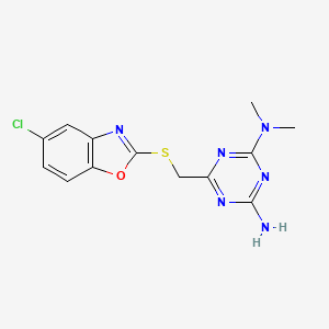 molecular formula C13H13ClN6OS B5873550 6-{[(5-chloro-1,3-benzoxazol-2-yl)thio]methyl}-N,N-dimethyl-1,3,5-triazine-2,4-diamine 