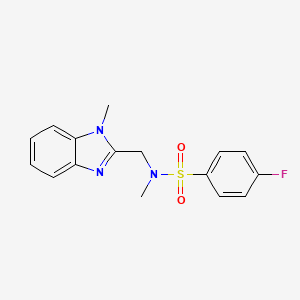 molecular formula C16H16FN3O2S B5873634 4-fluoro-N-methyl-N-[(1-methyl-1H-benzimidazol-2-yl)methyl]benzenesulfonamide 