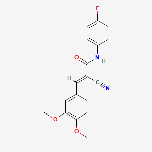 molecular formula C18H15FN2O3 B5873726 2-cyano-3-(3,4-dimethoxyphenyl)-N-(4-fluorophenyl)acrylamide 