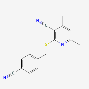 molecular formula C16H13N3S B5873972 2-[(4-cyanobenzyl)thio]-4,6-dimethylnicotinonitrile 
