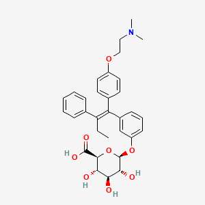 molecular formula C32H37NO8 B587416 (E)-3-Hydroxy Tamoxifen O-|A-D-Glucuronide CAS No. 165460-33-3