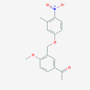 molecular formula C17H17NO5 B5874255 1-{4-methoxy-3-[(3-methyl-4-nitrophenoxy)methyl]phenyl}ethanone 