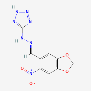 molecular formula C9H7N7O4 B5874331 6-nitro-1,3-benzodioxole-5-carbaldehyde 1H-tetrazol-5-ylhydrazone 