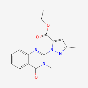 ethyl 1-(3-ethyl-4-oxo-3,4-dihydroquinazolin-2-yl)-3-methyl-1H-pyrazole-5-carboxylate