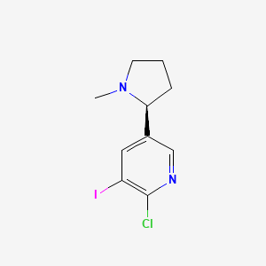 molecular formula C10H12ClIN2 B587440 2-Chloro-3-iodo-5-[(2S)-1-methylpyrrolidin-2-yl]pyridine CAS No. 909193-59-5