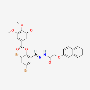 2,4-dibromo-6-{2-[(2-naphthyloxy)acetyl]carbonohydrazonoyl}phenyl 3,4,5-trimethoxybenzoate