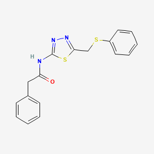 molecular formula C17H15N3OS2 B5874513 2-phenyl-N-{5-[(phenylthio)methyl]-1,3,4-thiadiazol-2-yl}acetamide 