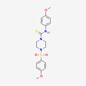 molecular formula C19H23N3O4S2 B5874693 N-(4-methoxyphenyl)-4-[(4-methoxyphenyl)sulfonyl]-1-piperazinecarbothioamide 