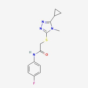 2-[(5-cyclopropyl-4-methyl-4H-1,2,4-triazol-3-yl)thio]-N-(4-fluorophenyl)acetamide