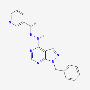 molecular formula C18H15N7 B5874826 nicotinaldehyde (1-benzyl-1H-pyrazolo[3,4-d]pyrimidin-4-yl)hydrazone 