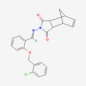 molecular formula C23H19ClN2O3 B5874897 4-({2-[(2-chlorobenzyl)oxy]benzylidene}amino)-4-azatricyclo[5.2.1.0~2,6~]dec-8-ene-3,5-dione 