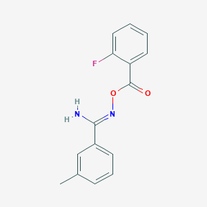 molecular formula C15H13FN2O2 B5874959 N'-[(2-fluorobenzoyl)oxy]-3-methylbenzenecarboximidamide 