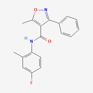 molecular formula C18H15FN2O2 B5875187 N-(4-fluoro-2-methylphenyl)-5-methyl-3-phenyl-4-isoxazolecarboxamide 