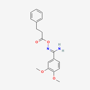 molecular formula C18H20N2O4 B5875292 3,4-dimethoxy-N'-[(3-phenylpropanoyl)oxy]benzenecarboximidamide 