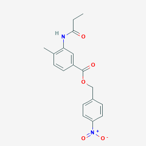 molecular formula C18H18N2O5 B5875300 4-nitrobenzyl 4-methyl-3-(propionylamino)benzoate 