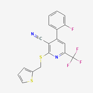 4-(2-fluorophenyl)-2-[(2-thienylmethyl)thio]-6-(trifluoromethyl)nicotinonitrile