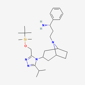 molecular formula C28H47N5OSi B587532 N-Des-(4,4-difluorocyclohexanecarboxy)-3-tert-butyldimethylsilyloxymethyl Maraviroc CAS No. 1391048-00-2
