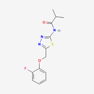 molecular formula C13H14FN3O2S B5875375 N-{5-[(2-fluorophenoxy)methyl]-1,3,4-thiadiazol-2-yl}-2-methylpropanamide 