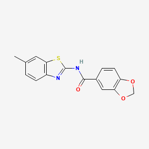 N-(6-methyl-1,3-benzothiazol-2-yl)-1,3-benzodioxole-5-carboxamide