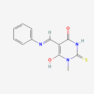 molecular formula C12H11N3O2S B5875466 5-(anilinomethylene)-1-methyl-2-thioxodihydro-4,6(1H,5H)-pyrimidinedione 