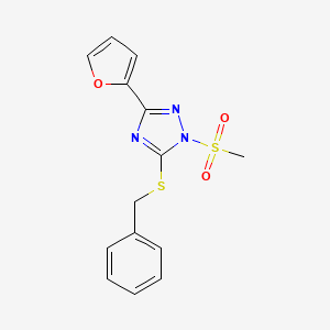 molecular formula C14H13N3O3S2 B5875563 5-(benzylthio)-3-(2-furyl)-1-(methylsulfonyl)-1H-1,2,4-triazole 