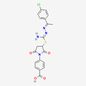 4-(3-{[{2-[1-(4-chlorophenyl)ethylidene]hydrazino}(imino)methyl]thio}-2,5-dioxo-1-pyrrolidinyl)benzoic acid
