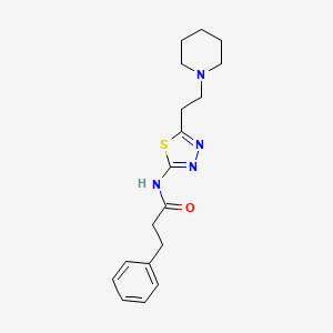 3-phenyl-N-{5-[2-(1-piperidinyl)ethyl]-1,3,4-thiadiazol-2-yl}propanamide