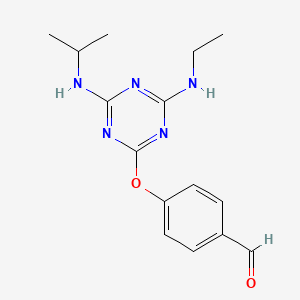 molecular formula C15H19N5O2 B5875783 4-{[4-(ethylamino)-6-(isopropylamino)-1,3,5-triazin-2-yl]oxy}benzaldehyde 